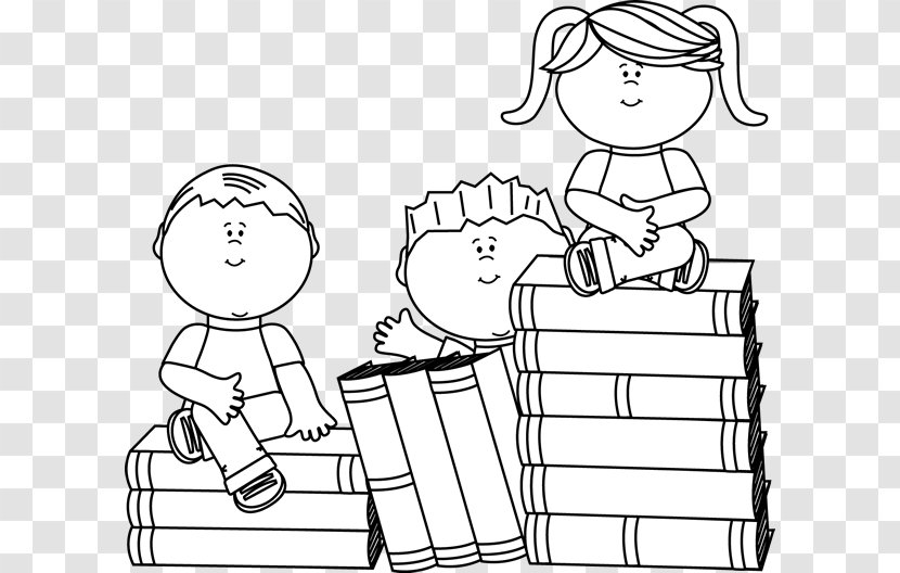 Reading Child Black And White Clip Art - Cartoon - Book Cliparts Transparent PNG