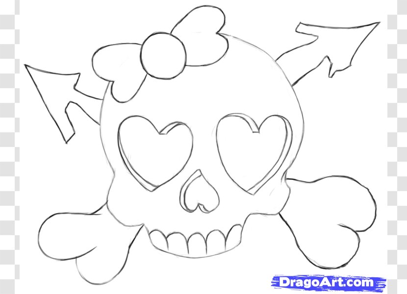 Drawing Heart Skull Line Art - Silhouette - To Draw Transparent PNG