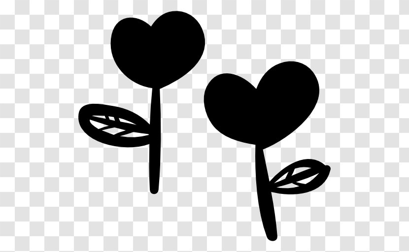 Valentines Day Heart - Flower - Blackandwhite Line Art Transparent PNG