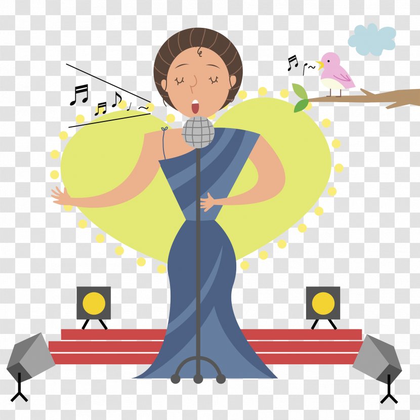 Singing Stage Illustration - Watercolor - A Woman Who Performs On The Transparent PNG