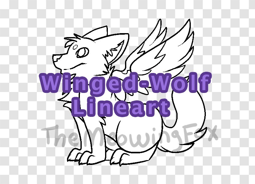 Clip Art /m/02csf Drawing Wolf Illustration - Calligraphy - Cute Winged Drawings Transparent PNG