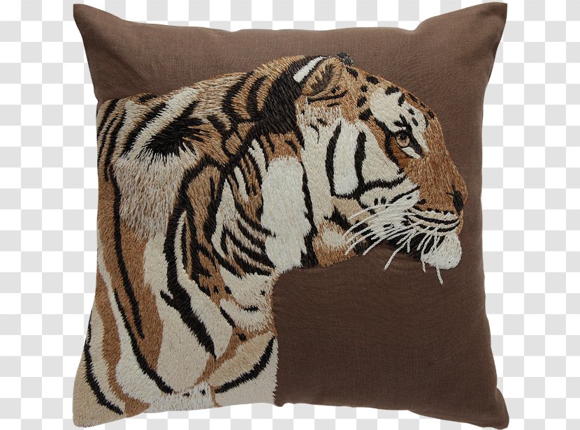 Sarita Handa Delhi Store Tiger Pillow Cushion - Carnivoran - Brown Transparent PNG