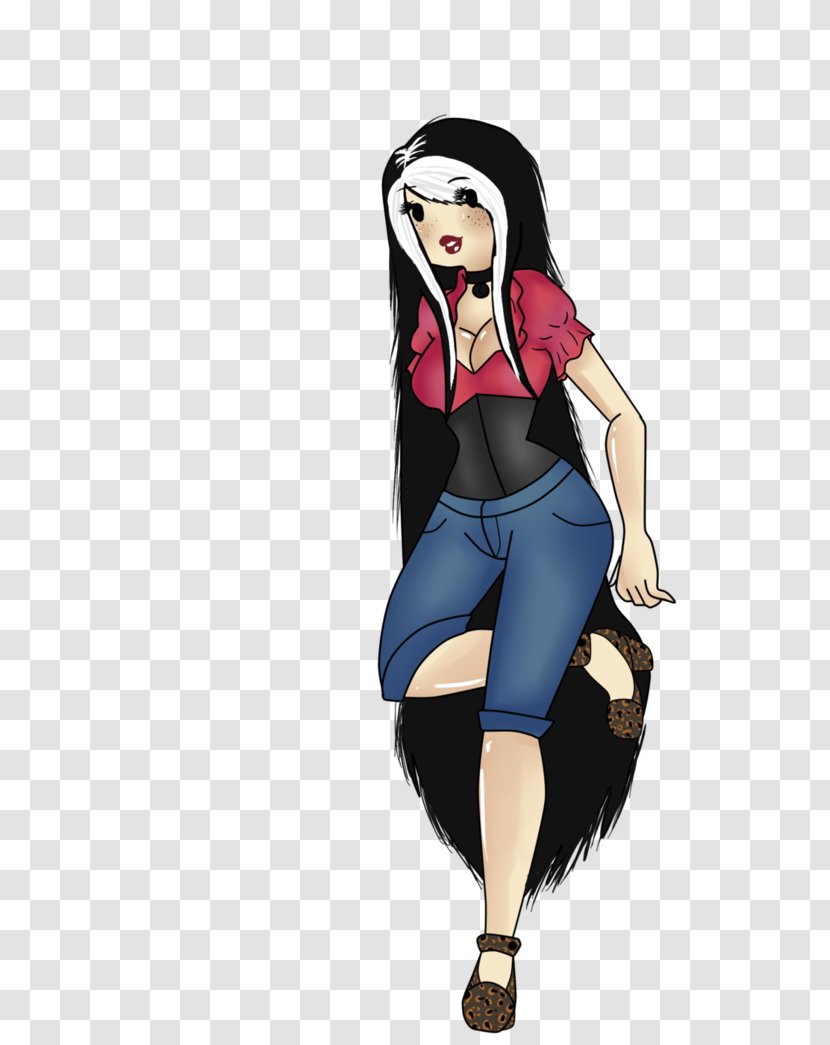 Cartoon Black Hair Costume Character - Joint - Woman Printing Transparent PNG