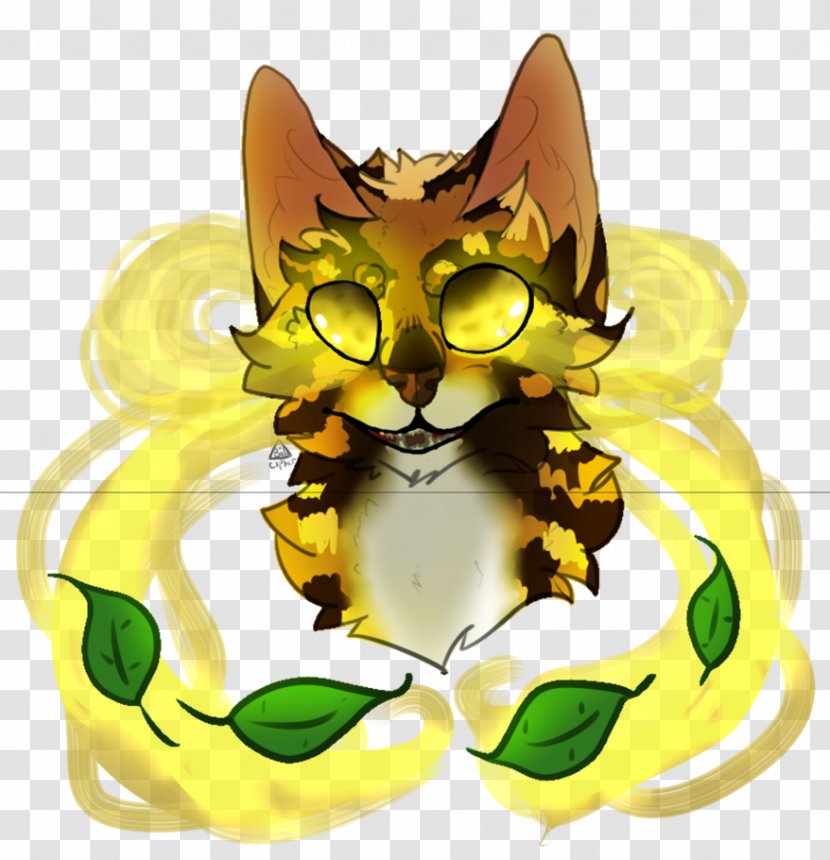 Whiskers Cat Insect Pollinator Cartoon - Leaf Pattern Shading Transparent PNG