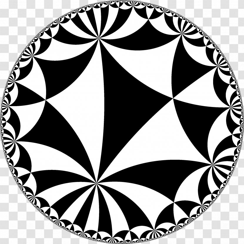 Hyperbolic Geometry Tessellation Azulejo Tile Pattern - Black And White - Triangle Transparent PNG