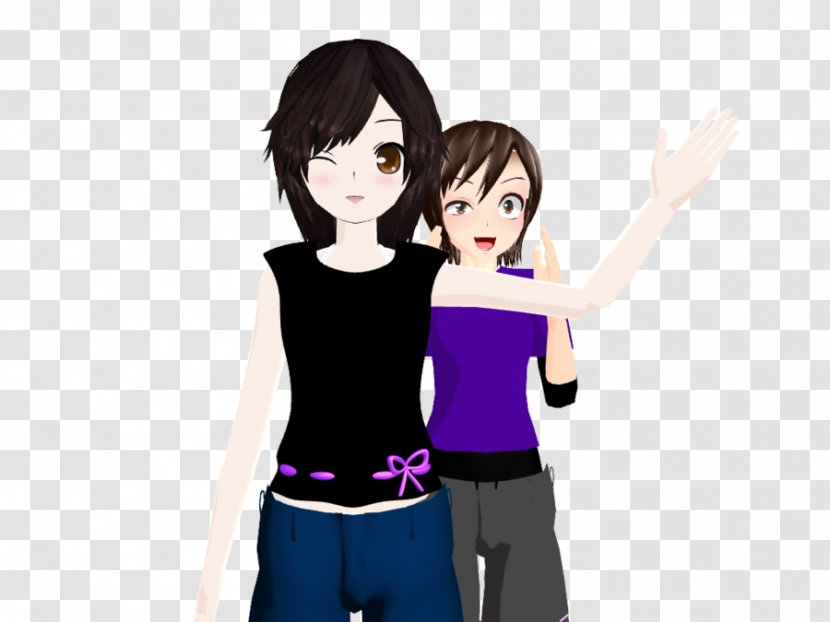 Purple Friendship Human Behavior Black Hair Brown - Watercolor Transparent PNG