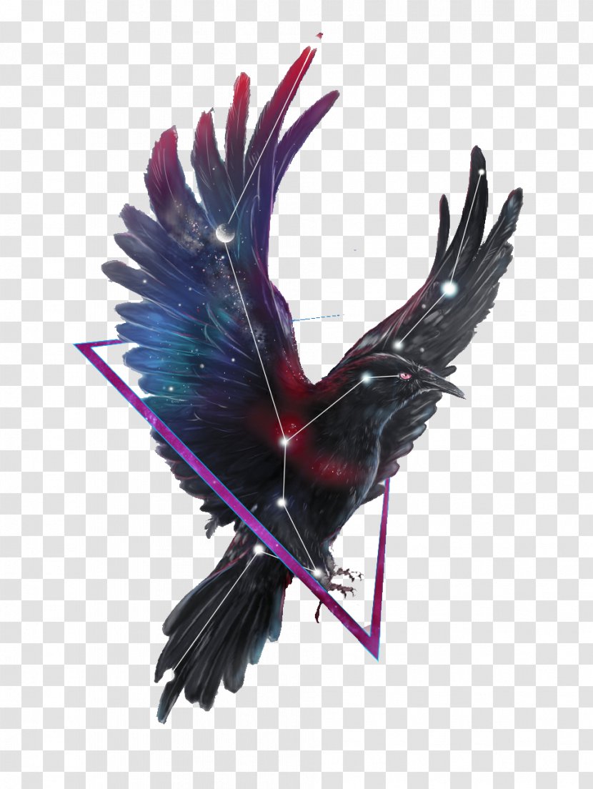 Common Raven Bird - Tattoo - Painted Crow Transparent PNG