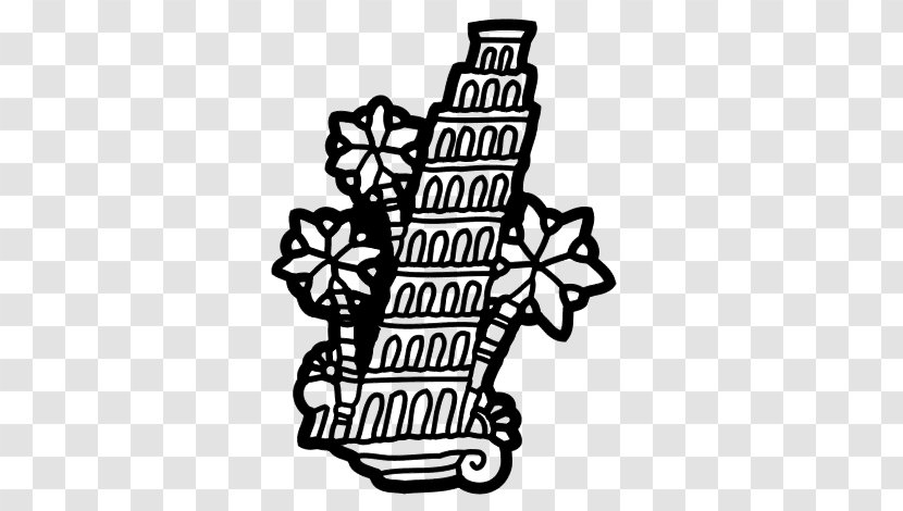 Leaning Tower Of Pisa Eiffel Irish Round Black And White - The Transparent PNG