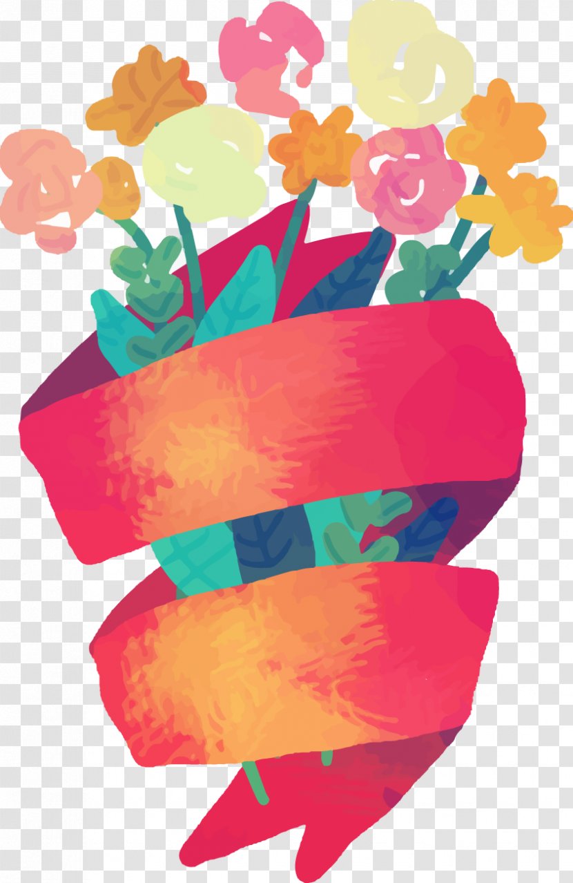 Clip Art - Decorative Arts - Watercolor Floral Ribbon Transparent PNG