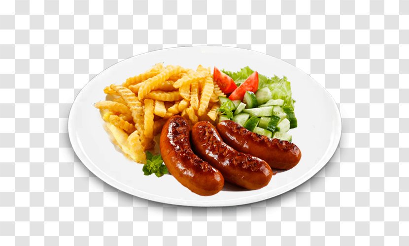 French Fries Bratwurst Barbecue Pickled Cucumber Sausage - Potato Transparent PNG