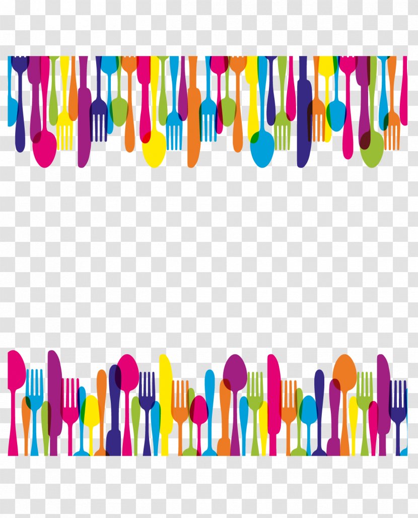Knife Fork Spoon - Rectangle - Color Shading And Transparent PNG