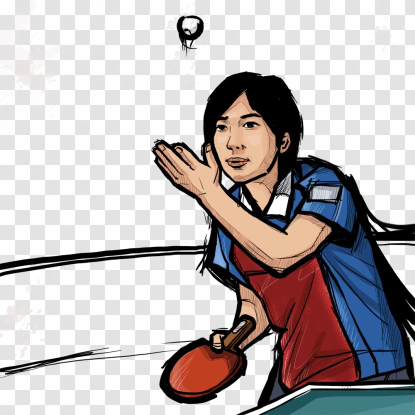 Table Tennis Athlete - Tree - Hand-painted Transparent PNG