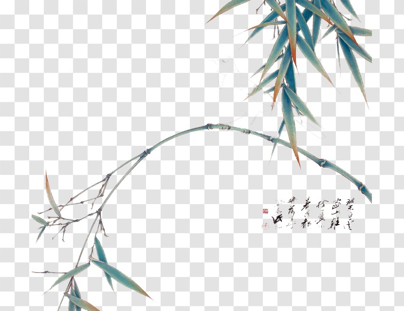 Bamboo - Art - Hand-painted Leaf Vector Transparent PNG