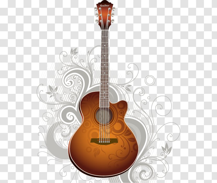 Gibson Les Paul Acoustic Guitar Banjo - Cartoon - Musical Elements Transparent PNG