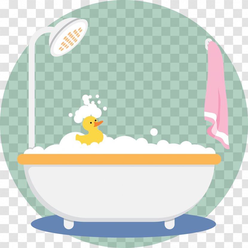 Cartoon Bathtub Illustration - Bubble Bath - Simple Vector Transparent PNG