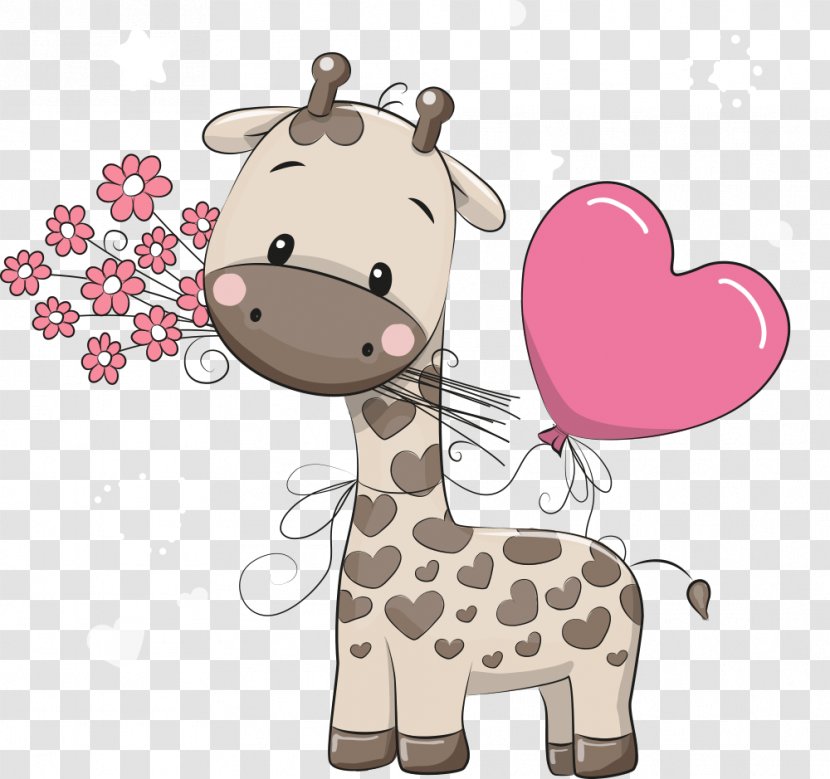 Giraffe Cartoon Cuteness Illustration - Can Stock Photo - And Heart-shaped Vector Transparent PNG