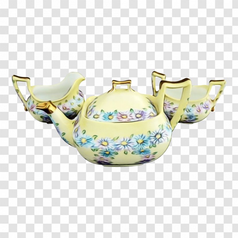 Teapot Kettle Porcelain Dishware Tableware - Tea Set - Lid Transparent PNG