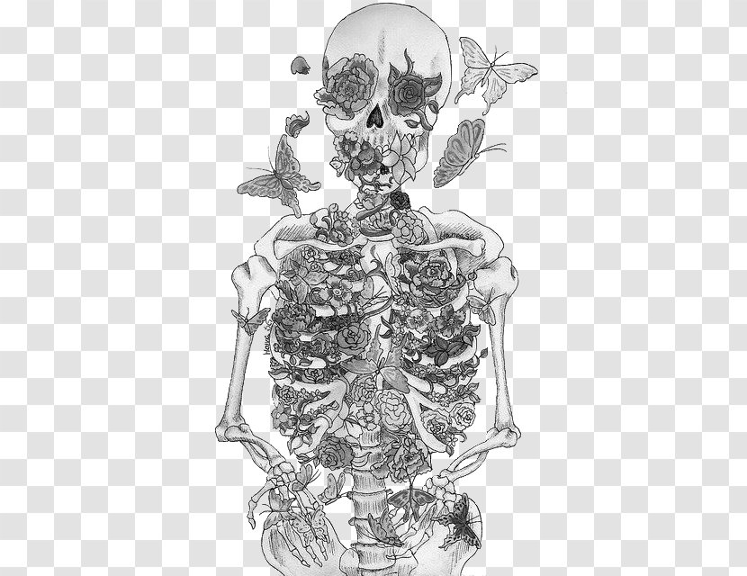 Sleeve Tattoo Skull Image Skeleton - Flower Transparent PNG