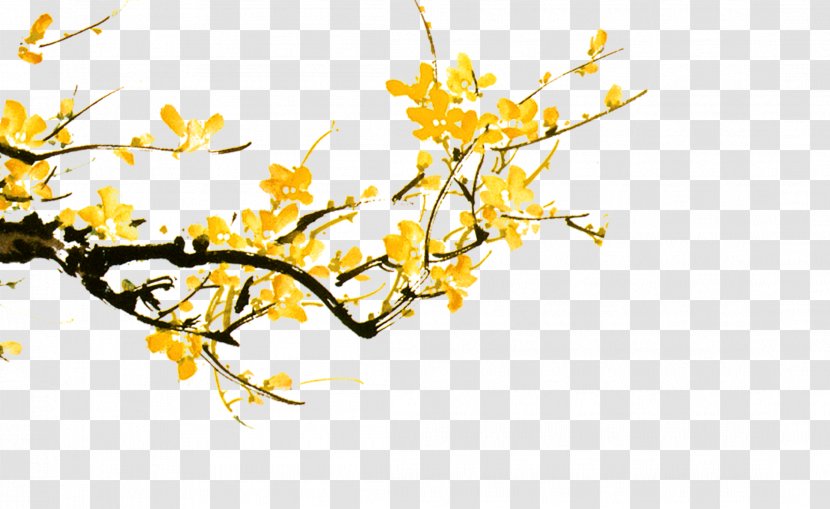 Yellow Flowers Branch - Chinese New Year - Computer Software Transparent PNG