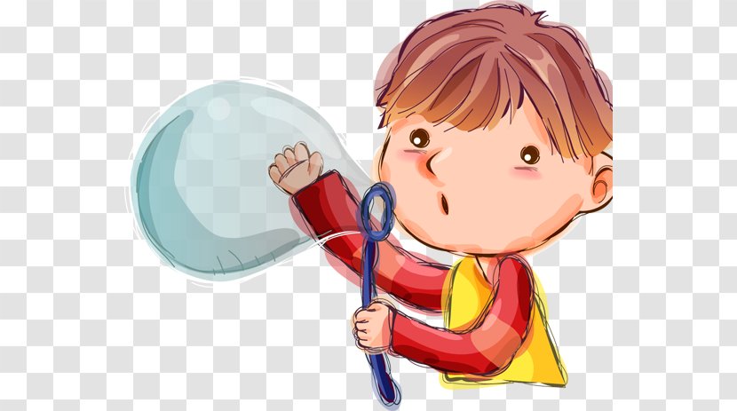 Romance Illustration - Frame - Boy Blowing Bubbles Transparent PNG