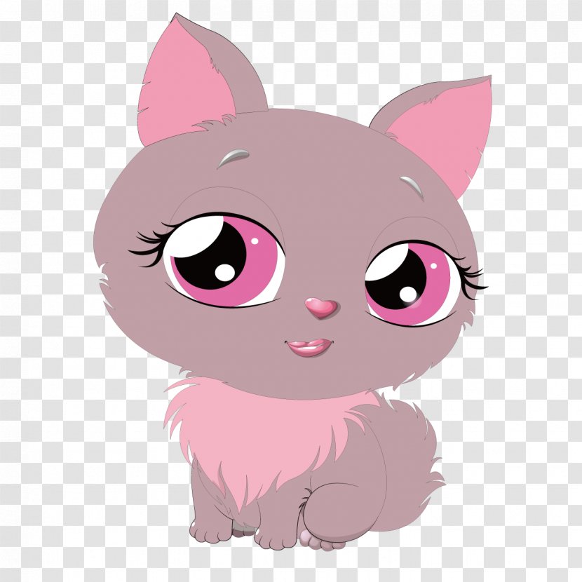 Pink Cat Whiskers Cartoon Illustration - Tree - Lady Transparent PNG