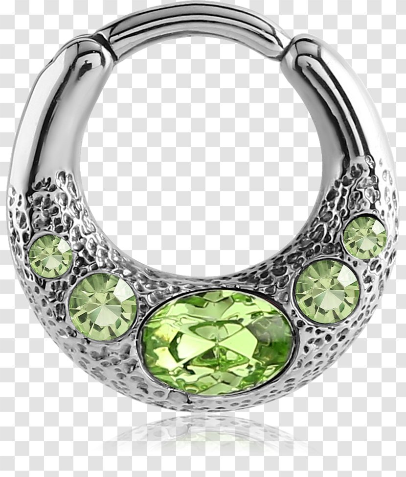 Gemstone Earring Septum Piercing Nose - Silver Transparent PNG