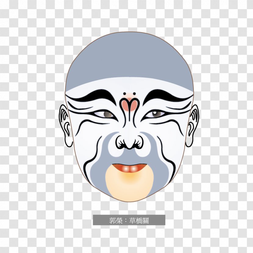 Peking Opera Chinese Art Make-up - Human Behavior - Guan Guo Rong Caoqiao Transparent PNG