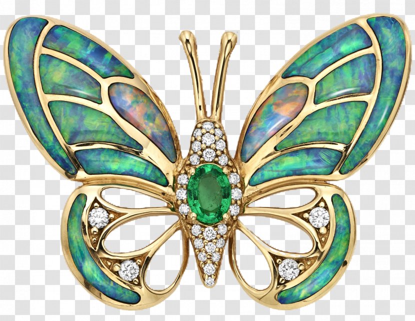 Turquoise Emerald Gemstone Jewellery Brooch - Butterfly Effect Transparent PNG