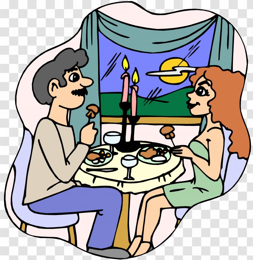 Clip Art Dinner Eating Meal - Table - Cartoon Transparent PNG