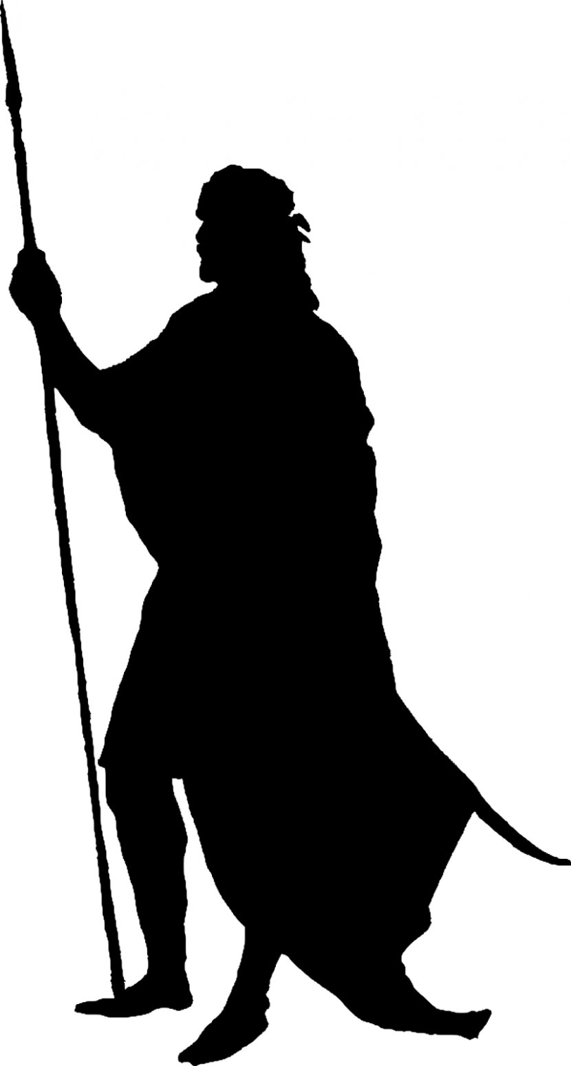 Middle Ages Man With Spear Clip Art - Black - Silhouette Transparent PNG