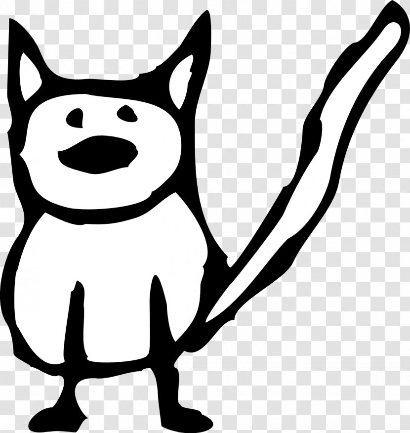 Cat Kitten Black And White Cartoon Clip Art - Monochrome Transparent PNG