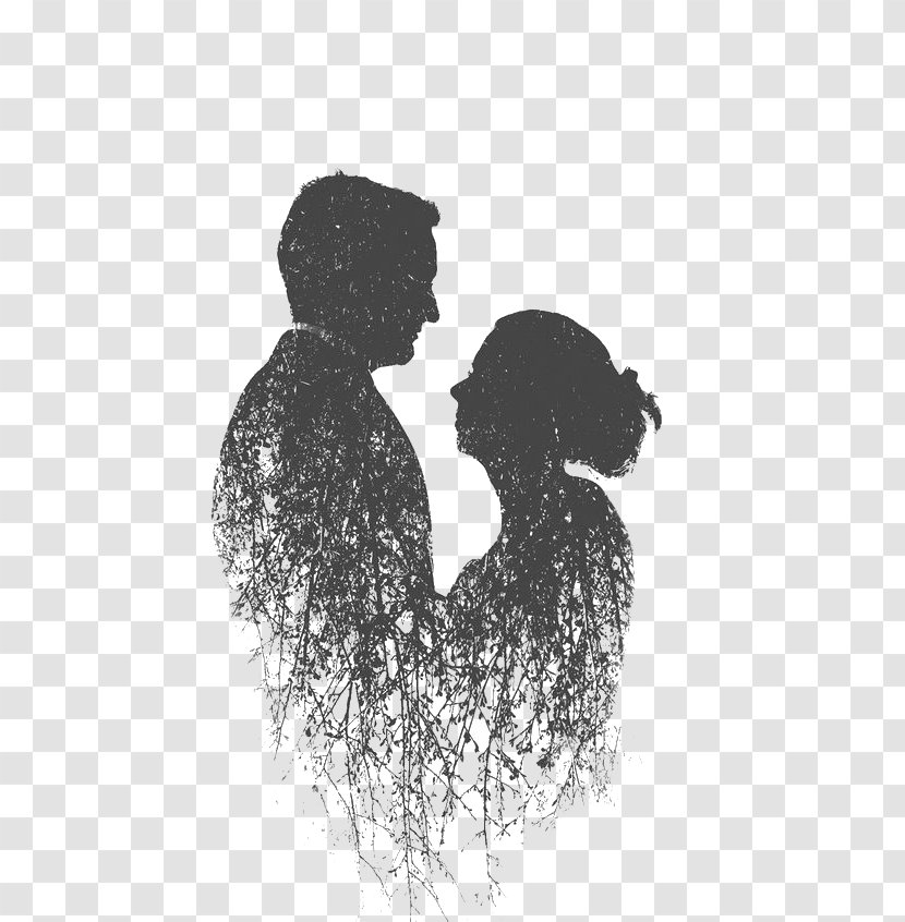 Multiple Exposure Couple Silhouette - Art Transparent PNG