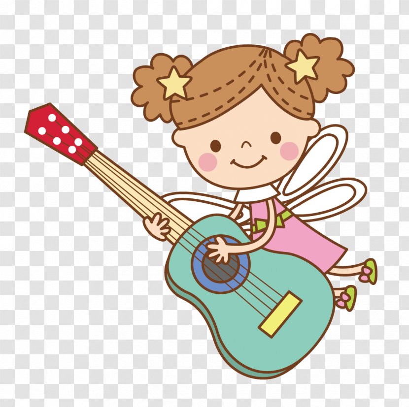 Guitar Cartoon Clip Art - Frame - Little Angel Playing Transparent PNG