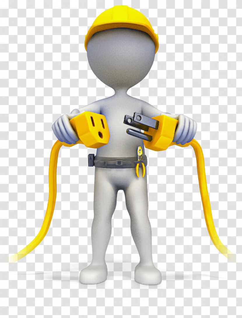 Cartoon Construction Worker Figurine Animation Electrician Transparent PNG