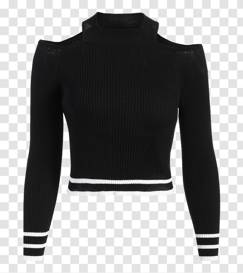 Sleeve T-shirt Sweater Shoulder Crop Top - Collar - Cold Tops Transparent PNG