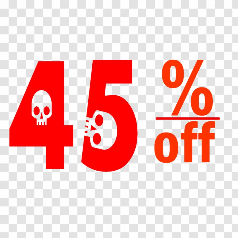 Halloween 45% Discount Tag. - Red - Area Transparent PNG