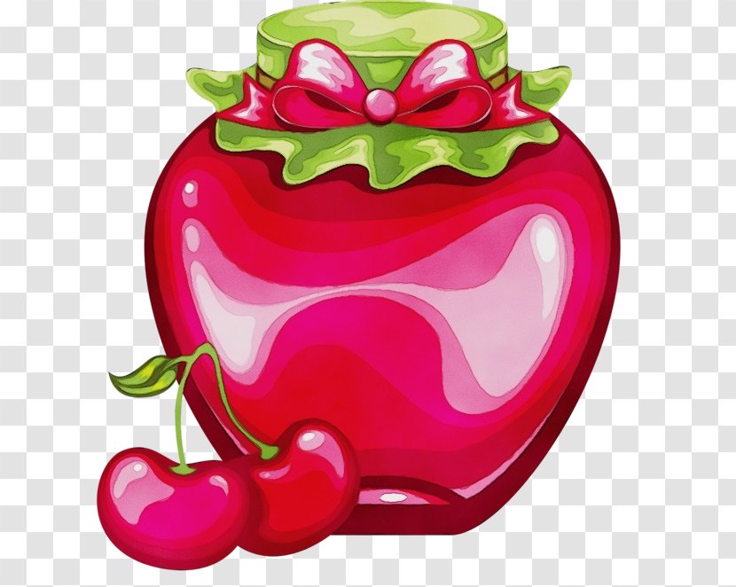 Pink Clip Art Green Fruit Heart - Smile - Cherry Transparent PNG