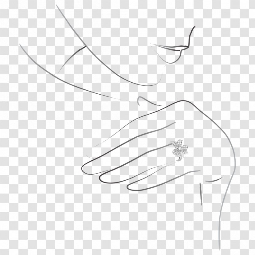 Thumb Line Art Drawing Sketch - Watercolor - Ring Of Flowers Transparent PNG