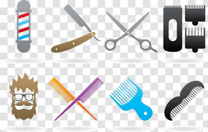 Comb Scissors Logo Barbershop - Vector Barber Tools Transparent PNG