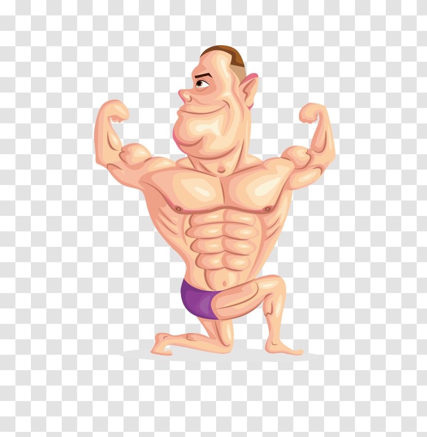 Muscle Bodybuilding Cartoon - Watercolor - Fitness Character Transparent PNG