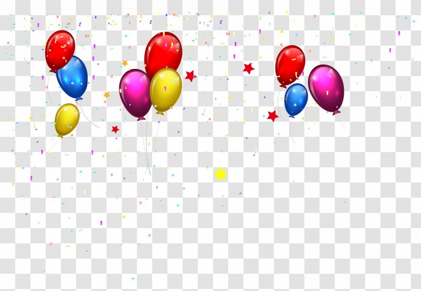 Birthday Cake Happy To You Clip Art - Stock Photography - Cartoon Hand Colored Balloons Colorful Confetti Transparent PNG