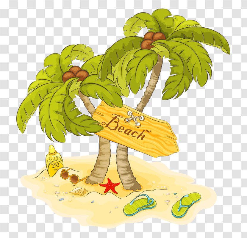 Sandy Beach Clip Art - Plant - Coconut Tree Transparent PNG