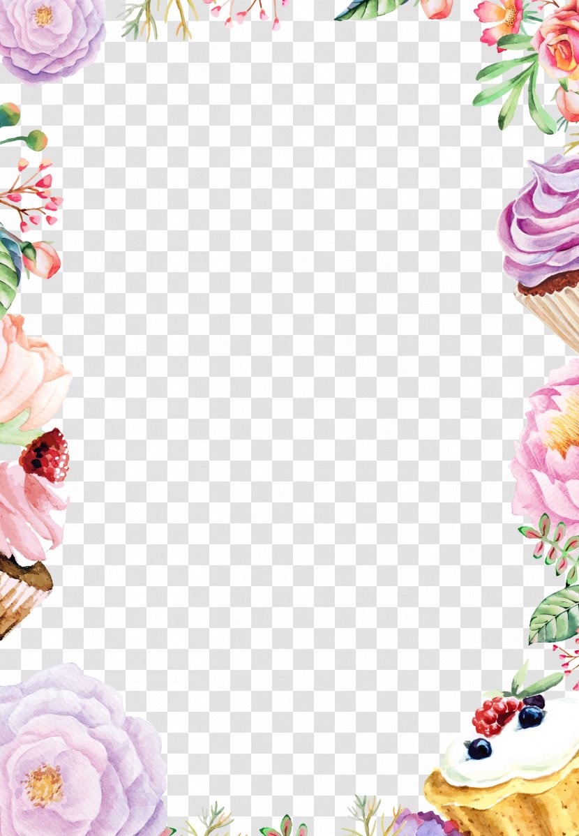 Watercolor Painting Flower Drawing - Tablecloth - Flowers Background Border Cake Transparent PNG