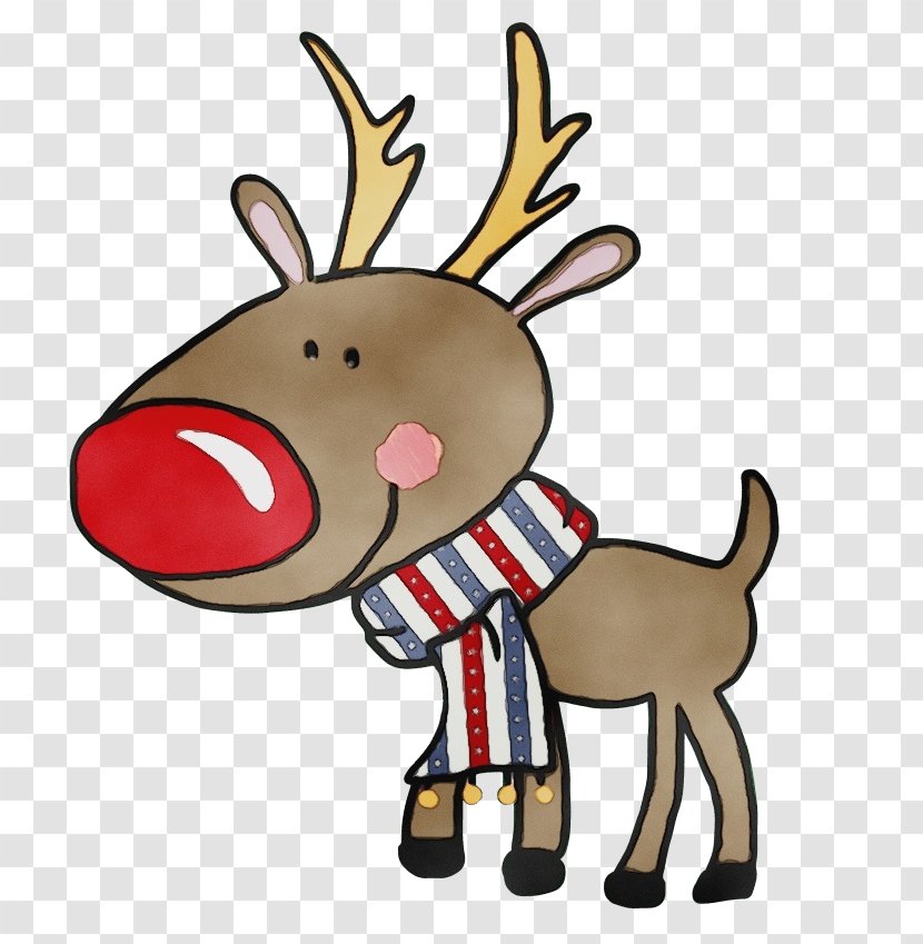 Christmas Watercolor - Reindeer - Art Elk Transparent PNG