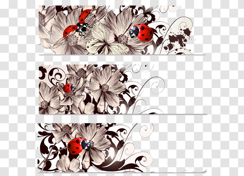 Banner CorelDRAW - Plant - Flower And Ladybug Transparent PNG