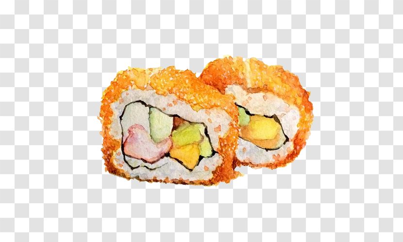 Sushi Gimbap Japanese Cuisine Makizushi Watercolor Painting - Style Transparent PNG