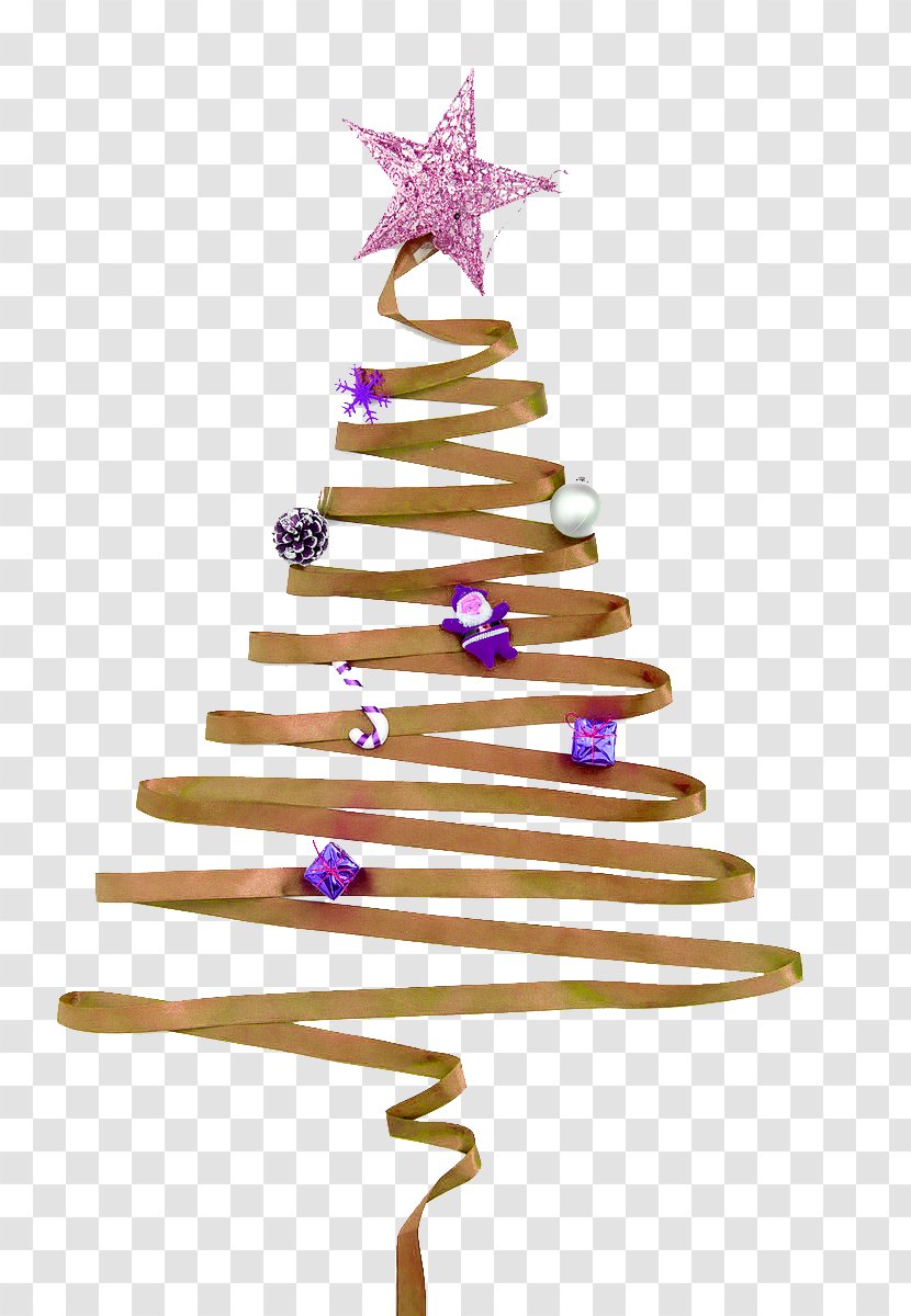 Reindeer Santa Claus Christmas Tree Ribbon - Yellow - Simple Twist Decoration Pattern Transparent PNG