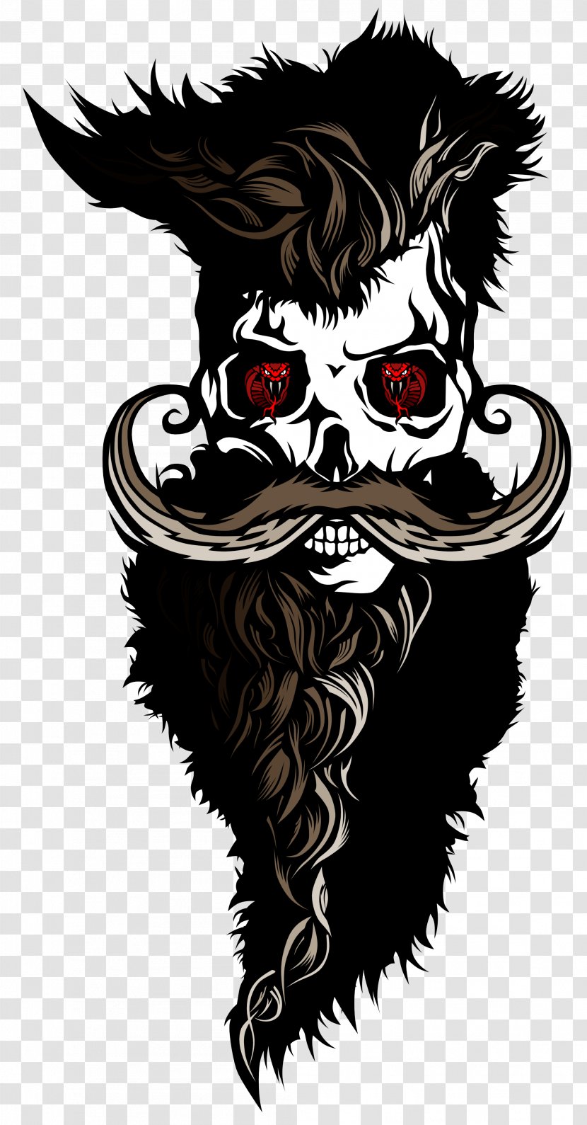 T-shirt Skull And Crossbones Sweatshirt Beard - Moustache - Transparent Mustache Handlebar Transparent PNG