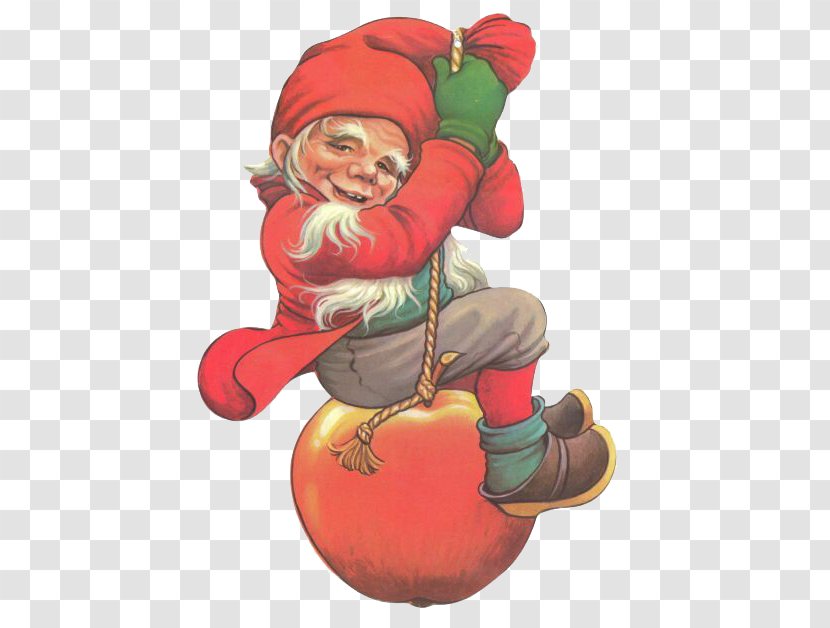 Sweden Santa Claus Christmas Ornament Dwarf Illustration - Art - Apple Hanging On Old Red Hat Transparent PNG