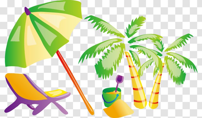 Euclidean Vector - Area - Parasol Bed Sand Coconut Tree Transparent PNG